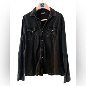 Carbon2Cobalt Soft Retro Black Button-Up Shirt